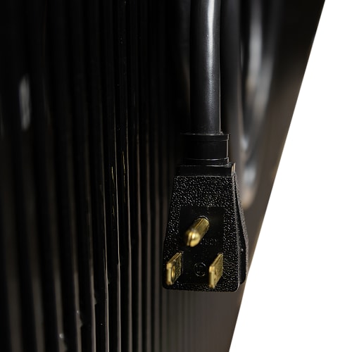 True FLM-81~TSL01 80 3/4" FLM Series Three Section Glass Door Merchandiser - (3) Left/Right Hinge Doors, Black, 115v