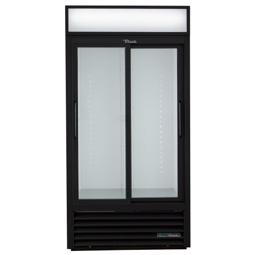 True GDM-33-HC-LD 39 1/2" GDM Series Two Section Glass Door Merchandiser - (2) Sliding Doors, Black, 115v