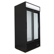 True GDM-33-HC-LD 39 1/2" GDM Series Two Section Glass Door Merchandiser - (2) Sliding Doors, Black, 115v