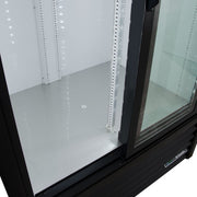 True GDM-33-HC-LD 39 1/2" GDM Series Two Section Glass Door Merchandiser - (2) Sliding Doors, Black, 115v