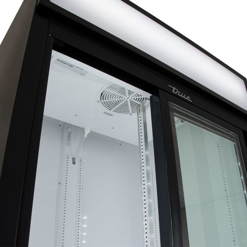 True GDM-33-HC-LD 39 1/2" GDM Series Two Section Glass Door Merchandiser - (2) Sliding Doors, Black, 115v