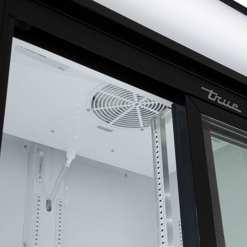 True GDM-33-HC-LD 39 1/2" GDM Series Two Section Glass Door Merchandiser - (2) Sliding Doors, Black, 115v