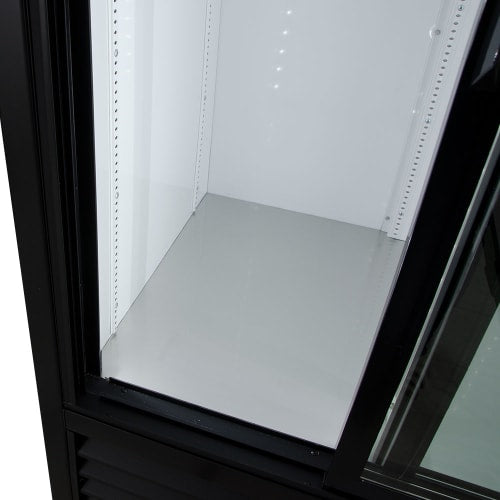 True GDM-33-HC-LD 39 1/2" GDM Series Two Section Glass Door Merchandiser - (2) Sliding Doors, Black, 115v