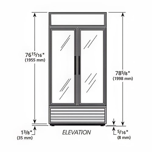 True GDM-35-HC~TSL01 39 1/2" GDM Series Two Section Glass Door Merchandiser - (2) Left/Right Hinge Doors, Black, 115V