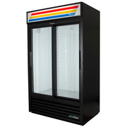 True GDM-41-HC-LD 47 1/8" GDM Series Two Section Glass Door Merchandiser - (2) Sliding Doors, Black, 115v