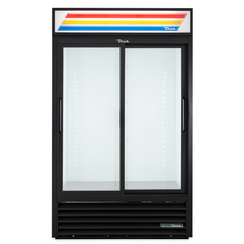 True GDM-41-HC-LD 47 1/8" GDM Series Two Section Glass Door Merchandiser - (2) Sliding Doors, Black, 115v