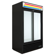 True GDM-41-HC-LD 47 1/8" GDM Series Two Section Glass Door Merchandiser - (2) Sliding Doors, Black, 115v