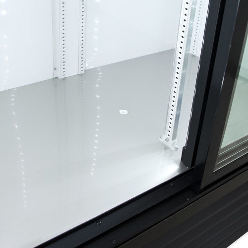 True GDM-41-HC-LD 47 1/8" GDM Series Two Section Glass Door Merchandiser - (2) Sliding Doors, Black, 115v