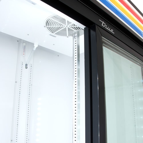 True GDM-41-HC-LD 47 1/8" GDM Series Two Section Glass Door Merchandiser - (2) Sliding Doors, Black, 115v
