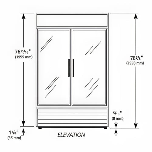 True GDM-43-HC~TSL01 47 1/8" GDM Series Two Section Glass Door Merchandiser - (2) Left/Right Hinge Doors, Black, 115v