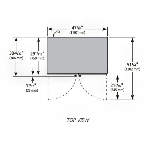 True GDM-43-HC~TSL01 47 1/8" GDM Series Two Section Glass Door Merchandiser - (2) Left/Right Hinge Doors, Black, 115v