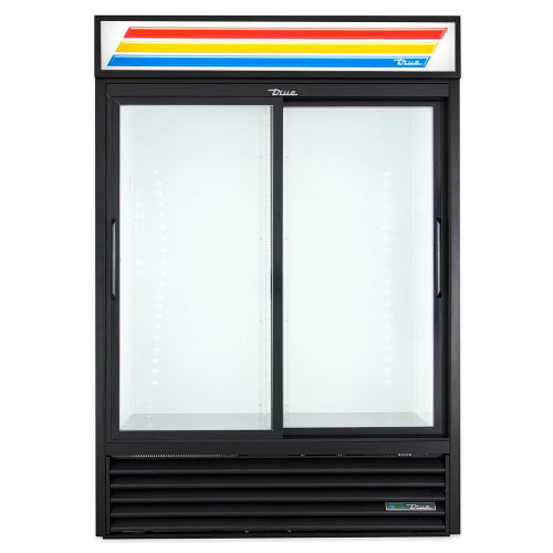 True GDM-47-HC-LD 54 1/8" GDM Series Two Section Glass Door Merchandiser - (2) Sliding Doors, Black, 115v