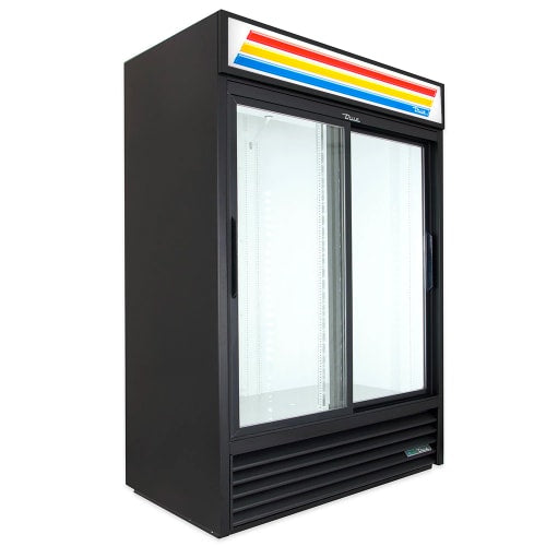 True GDM-47-HC-LD 54 1/8" GDM Series Two Section Glass Door Merchandiser - (2) Sliding Doors, Black, 115v