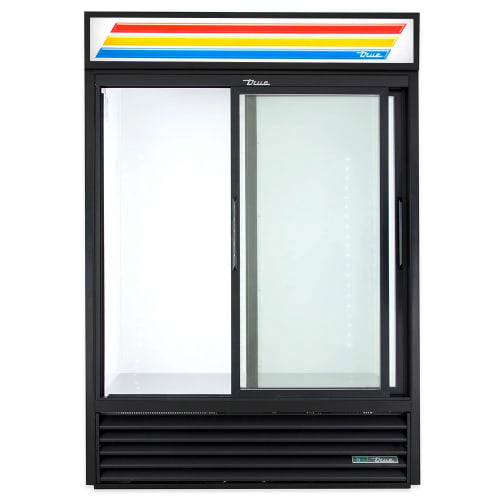 True GDM-47-HC-LD 54 1/8" GDM Series Two Section Glass Door Merchandiser - (2) Sliding Doors, Black, 115v