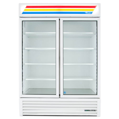 True GDM-49-HC~TSL01 54 1/8" GDM Series Two Section Glass Door Merchandiser - (2) Left/Right Hinge Doors, 115v, White