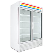 True GDM-49-HC~TSL01 54 1/8" GDM Series Two Section Glass Door Merchandiser - (2) Left/Right Hinge Doors, 115v, White