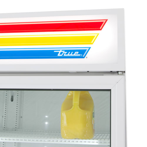 True GDM-49-HC~TSL01 54 1/8" GDM Series Two Section Glass Door Merchandiser - (2) Left/Right Hinge Doors, 115v, White