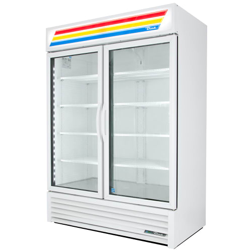 True GDM-49-HC~TSL01 54 1/8" GDM Series Two Section Glass Door Merchandiser - (2) Left/Right Hinge Doors, 115v, White