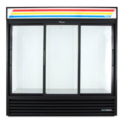 True GDM-69-HC-LD 78 1/8" GDM Series Three Section Glass Door Merchandiser - (3) Sliding Doors, Black, 115v