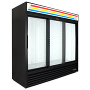 True GDM-69-HC-LD 78 1/8" GDM Series Three Section Glass Door Merchandiser - (3) Sliding Doors, Black, 115v