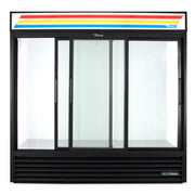 True GDM-69-HC-LD 78 1/8" GDM Series Three Section Glass Door Merchandiser - (3) Sliding Doors, Black, 115v