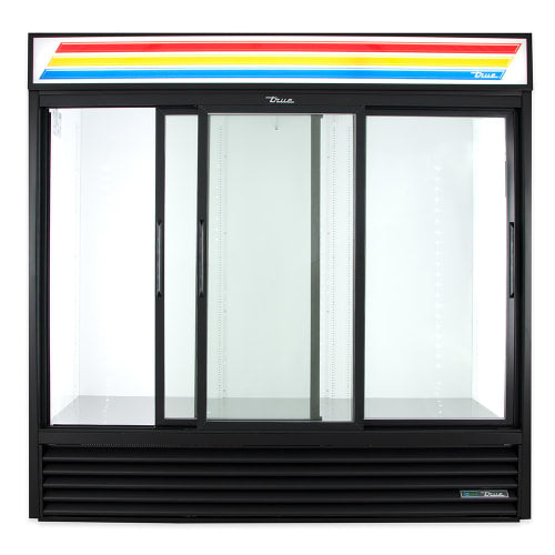 True GDM-69-HC-LD 78 1/8" GDM Series Three Section Glass Door Merchandiser - (3) Sliding Doors, Black, 115v