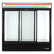 True GDM-69-HC-LD 78 1/8" GDM Series Three Section Glass Door Merchandiser - (3) Sliding Doors, Black, 115v