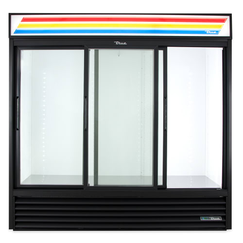 True GDM-69-HC-LD 78 1/8" GDM Series Three Section Glass Door Merchandiser - (3) Sliding Doors, Black, 115v