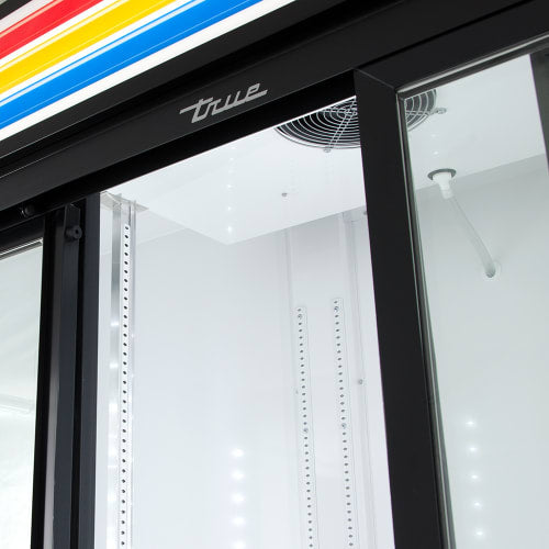 True GDM-69-HC-LD 78 1/8" GDM Series Three Section Glass Door Merchandiser - (3) Sliding Doors, Black, 115v