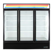 True GDM-72-HC~TSL01 78 1/8" GDM Series Three Section Glass Door Merchandiser - (3) Left/Right Hinge Doors, Black, 115v