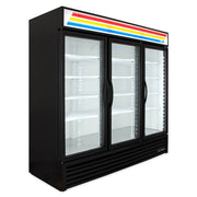 True GDM-72-HC~TSL01 78 1/8" GDM Series Three Section Glass Door Merchandiser - (3) Left/Right Hinge Doors, Black, 115v