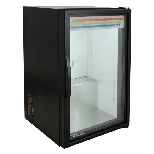 True GDM-07-HC~TSL01 24" Countertop Display Refrigerator w/ Front Access - Swing Door, Black, 115v