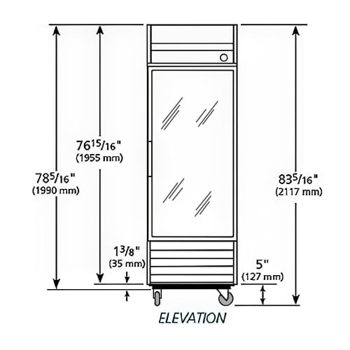 True T-23FG-HC~FGD01 27" T Series One Section Reach In Freezer, (1) Right Hinge Glass Door, 115v