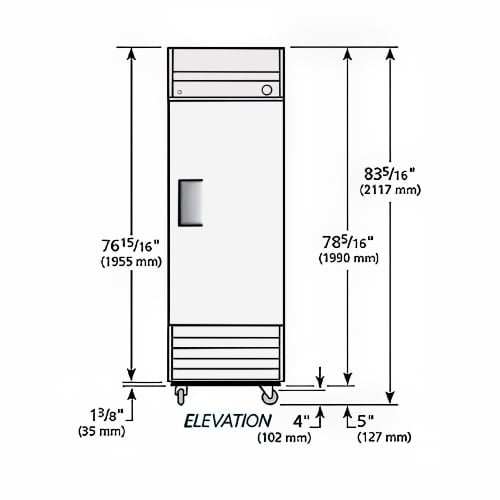 True T-23F-HC 27" T Series One Section Reach In Freezer, (1) Left Hinge Solid Door, 115v