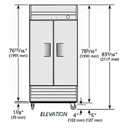 True T-35F-HC 40" T Series Two Section Reach In Freezer, (2) Left/Right Hinge Solid Doors, 115v