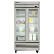True T-35G-HC~FGD01 39 3/5" Two Section Reach In Refrigerator, (2) Left/Right Hinge Glass Doors, 115v