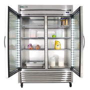 True T-49G-HC~FGD01 54" Two Section Reach In Refrigerator, (2) Left/Right Hinge Glass Doors, 115v