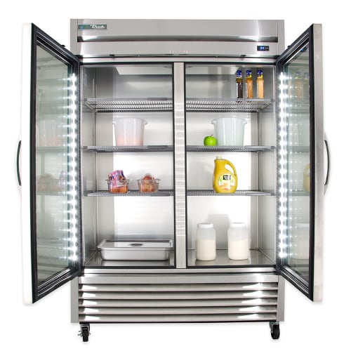 True T-49G-HC~FGD01 54" Two Section Reach In Refrigerator, (2) Left/Right Hinge Glass Doors, 115v