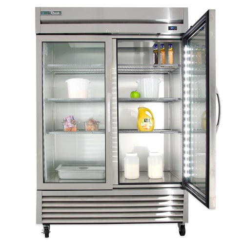 True T-49G-HC~FGD01 54" Two Section Reach In Refrigerator, (2) Left/Right Hinge Glass Doors, 115v