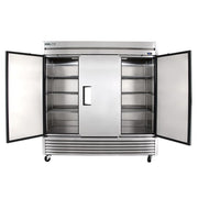 True T-72-HC 78 1/10" Three Section Reach In Refrigerator, (3) Left/Right Hinge Solid Doors, 115v