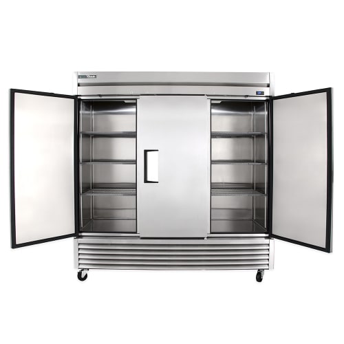 True T-72-HC 78 1/10" Three Section Reach In Refrigerator, (3) Left/Right Hinge Solid Doors, 115v