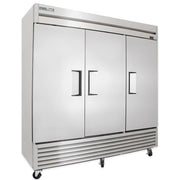 True T-72F-HC 78 1/8" T Series Three Section Reach In Freezer, (3) Left/Right Hinge Solid Doors, 115v