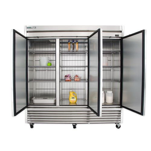 True T-72F-HC 78 1/8" T Series Three Section Reach In Freezer, (3) Left/Right Hinge Solid Doors, 115v