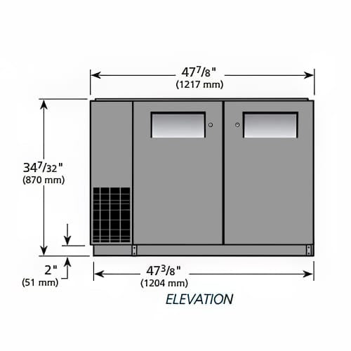 True TBB24-48-2S-Z1-BST-B-1 48 1/8" Bar Refrigerator - 2 Swinging Solid Doors, Black, 115v