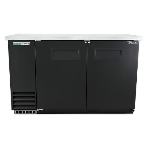 True TBB-2-HC 58 7/8" Bar Refrigerator - 2 Swinging Solid Doors, Black, 115v