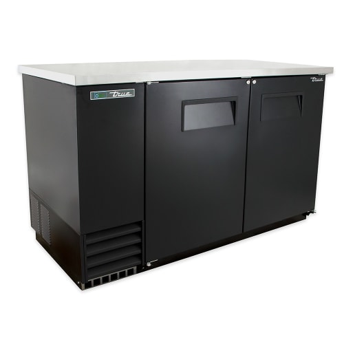 True TBB-2-HC 58 7/8" Bar Refrigerator - 2 Swinging Solid Doors, Black, 115v