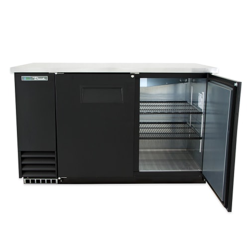 True TBB-2-HC 58 7/8" Bar Refrigerator - 2 Swinging Solid Doors, Black, 115v