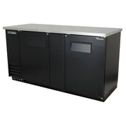 True TBB-3-HC 69" Bar Refrigerator - 2 Swinging Solid Doors, Black, 115v