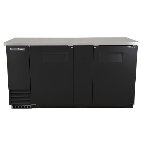 True TBB-3-HC 69" Bar Refrigerator - 2 Swinging Solid Doors, Black, 115v