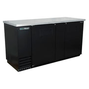 True TBB-3-HC 69" Bar Refrigerator - 2 Swinging Solid Doors, Black, 115v